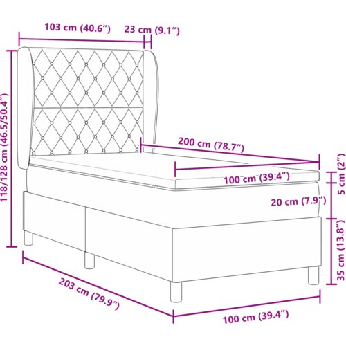 Box Spring Krevet s Madracem Svjetlosiva 100x200 cm Bar&amp;scaron;un Slike