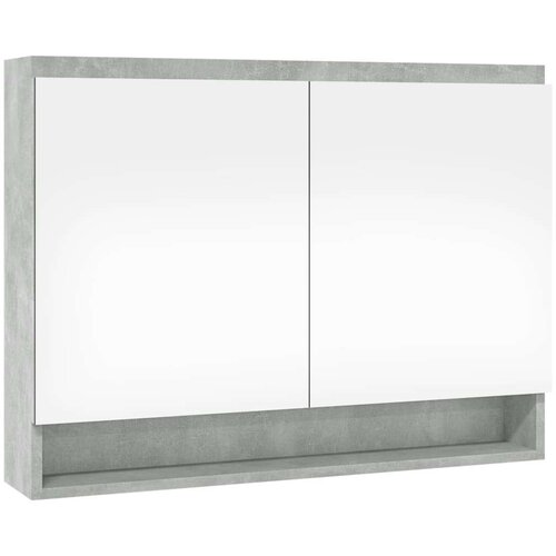 VidaXL Kopalni&amp;scaron;ka omarica z ogledalom 80x15x60 cm MDF betonsko siva Slike