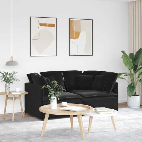  Modularna sofa s jastucima, crna, baršunasta Cene
