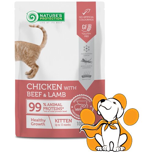 Nature's Protection kitten chicken,beef&lamb 100g, hrana za mačiće i juniore Slike