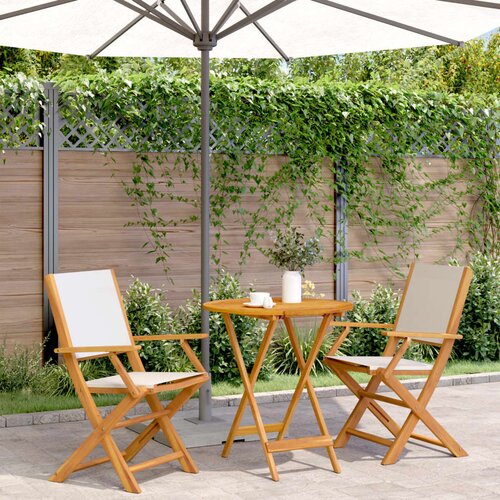 VidaXL 3-dijelni bistro set od tkanine i masivnog drva krem bijelim Slike