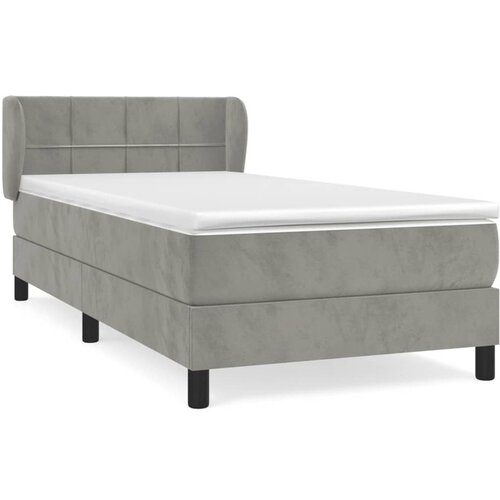 VidaXL Box spring krevet s madracem svjetlosivi 90x190 cm bar&amp;scaron;unasti Slike