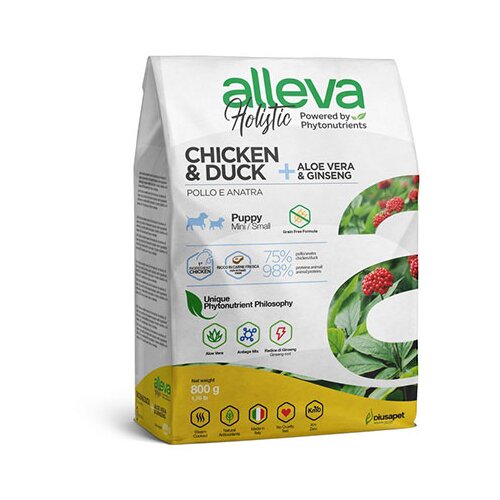 Alleva hrana za štence piletina patka ženšen mini 800gr puppy-junior holistic ALP00219 Slike