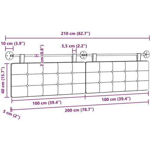  Držeće uzglavlje Zidne Sivo-smeđa 210 x 55 x 5 cm tkanina - Sivo-smeđa 200 cm bez LED Slike