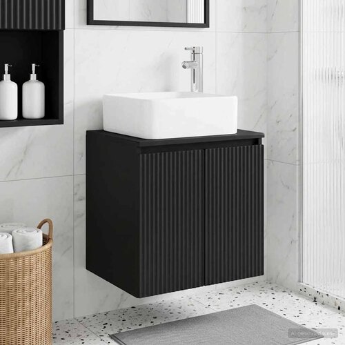  Umivaonik s policom Crna 49,5 x 41 x 63 cm Konstruirano drvo Cijene