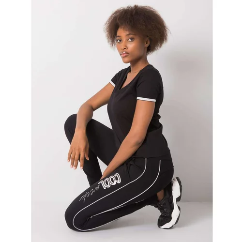 Fashion Hunters Black women's sweatpants with application