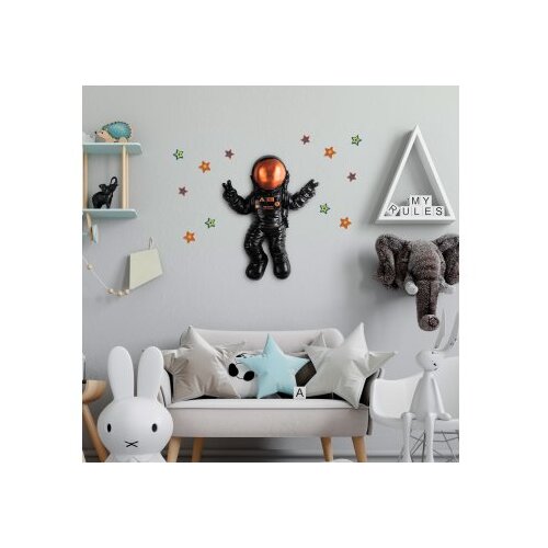 Wallity Zidna dekoracija Cosmonaut 3, 35cmx47cmx10cm, Crna Slike