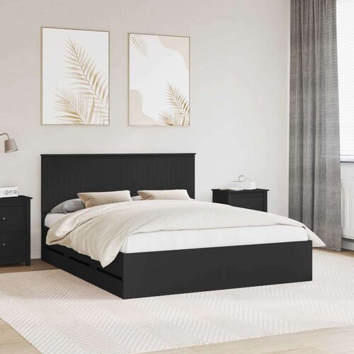  Okvir za krevet Crna 160 x 200 cm Inženjersko Drvo - Crna 160 x 200 cm Cijene