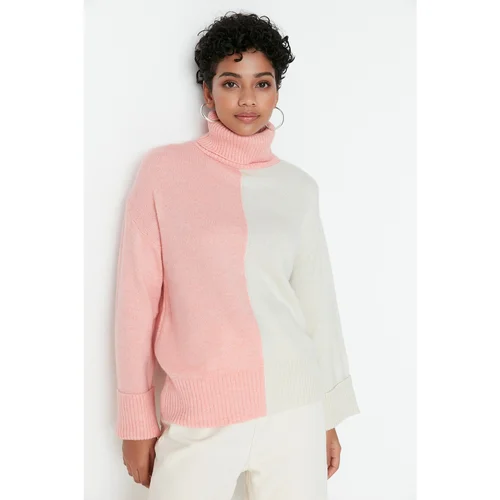 Trendyol Pink Oversize Color Block Knitwear Sweater