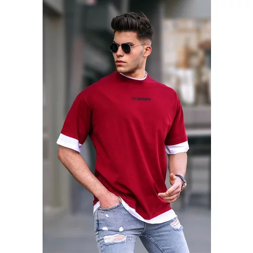 Madmext Men's Claret Red Basic Oversized T-Shirt 5802