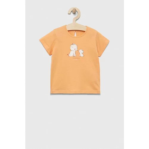 United Colors Of Benetton Pamučna majica kratkih rukava za bebe boja: narančasta