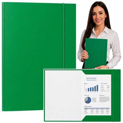  Cardboard Folder with Elastic Band, Lacquered, A4, 300 g/m2, Green Cijene