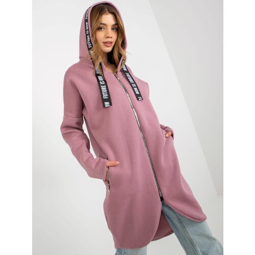Fashion Hunters Dusty pink long zippered hoodie Slike