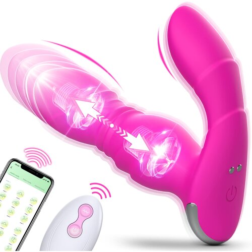 SuperLove Thrusting Wearable Panty Vibrator with App &amp;amp; Remote Control Pink Slike