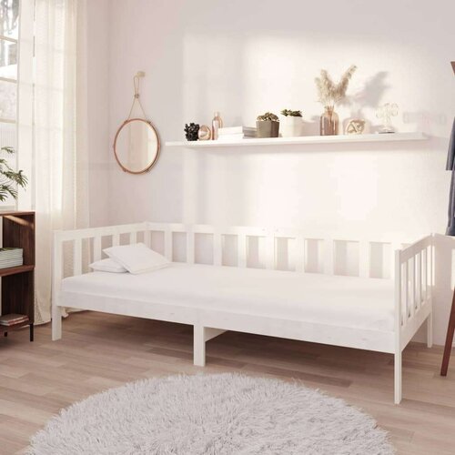  Dnevna postelja z vzmetnico 90x200 cm bela trdna borovina, (20646183) Slike
