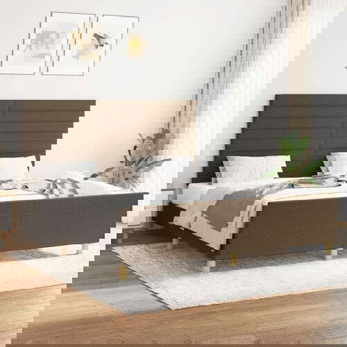  Okvir za krevet s uzglavljem tamnosmeđi 160x200 cm od tkanine Slike