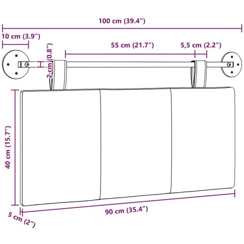  Držeće uzglavlje Zidne Tamno smeđa 100 x 55 x 5 cm tkanina - Tamno smeđa 90 cm bez LED Slike