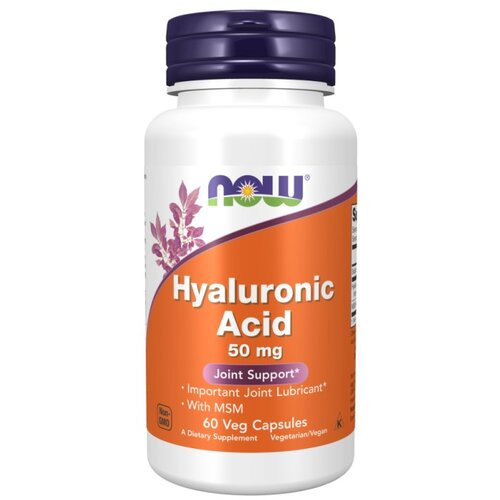 Now Foods Hijaluronska Kiselina, 50 mg – Podrška Zglobovima i Hidrataciji Kože Slike