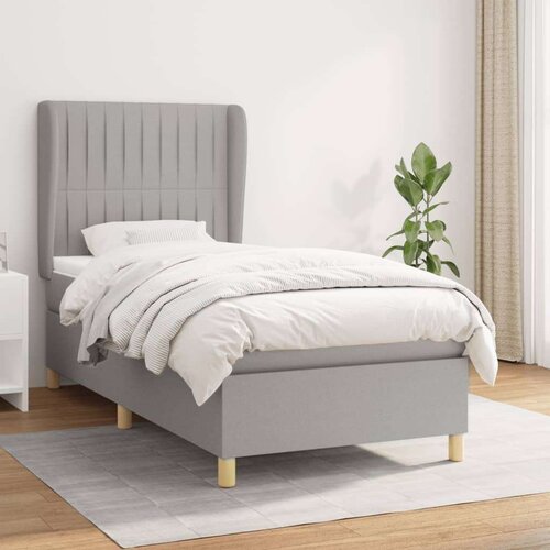  Krevet s oprugama i madracem svjetlosivi 100x200 cm od tkanine Slike