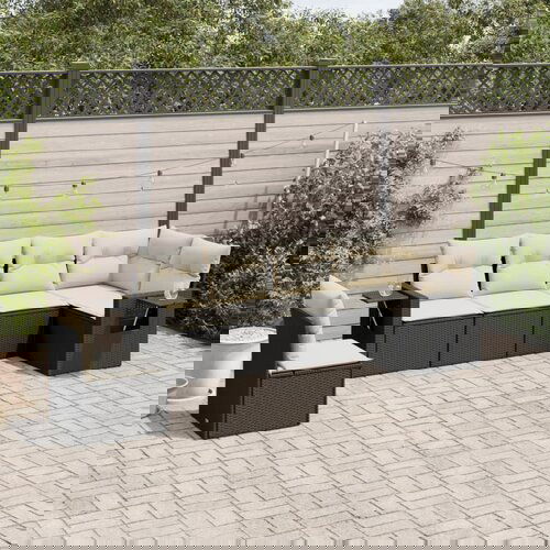  The Living Store Vrtna sedežna garnitura 6-delna z blazinami črna poli ratan - Vrtna Sedežna Garniture, (21480921) Cene