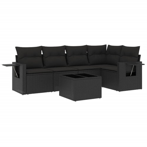  6-dijelni set vrtnih sofa s jastucima crni od poliratana Crna 85 x 62 x 69 cm Slike