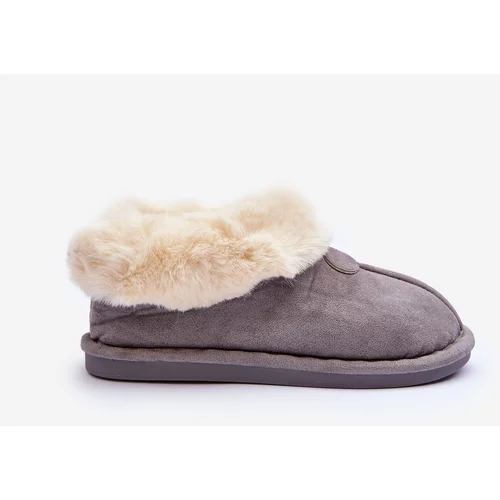 Kesi Women's slippers with fur, grey Rope