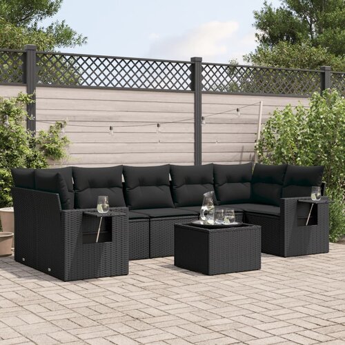  8-dijelni set vrtnih sofa od poliratana s jastucima crni Cijene