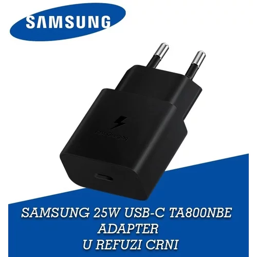 Samsung 25W USB-C TA800NBE ADAPTER U REFUZI CRNI I BIJELI