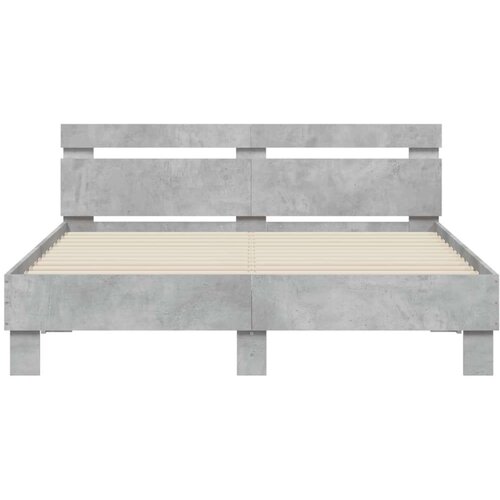 VidaXL Okvir kreveta s uzglavljem siva boja betona 150 x 200 cm drveni Slike