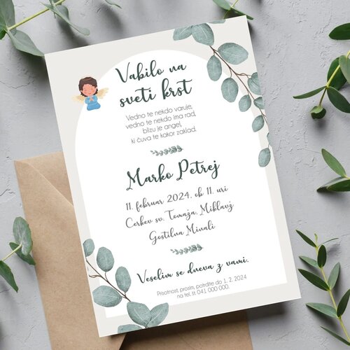  Vabilo za krst s križcem in rožicami REK 02-04 Cene