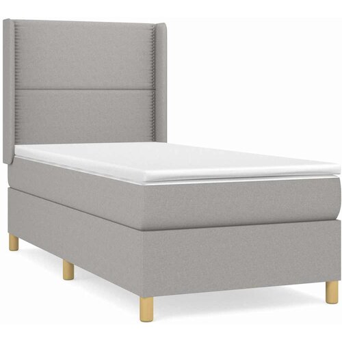Box spring krevet s madracem svjetlosivi 90x190 cm od tkanine Slike