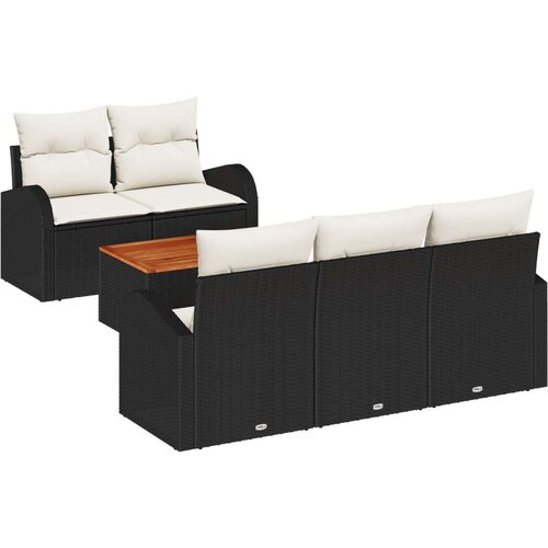  Set od 6 dijelova vrtnih sofa s jastučićima Crni poli ratan akacija Slike