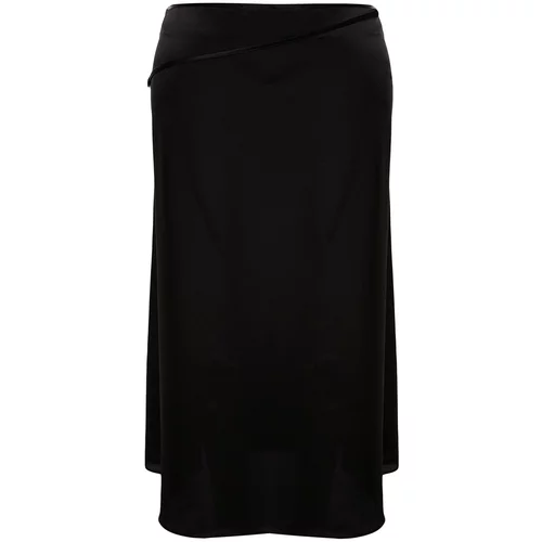 Trendyol Curve Black Satin Skirt With Accessory Detail