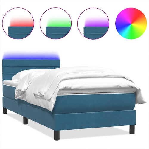 Maison Chic Box spring postelja - Vzmetna postelja z vzmetnico temno modra 80x220 cm žamet SL18510, (21893701) Cene