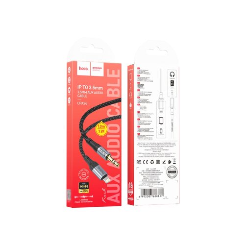 Hoco. AUX kabel UPA26 iz Lightning na 3.5 mm (1m) črn Slike