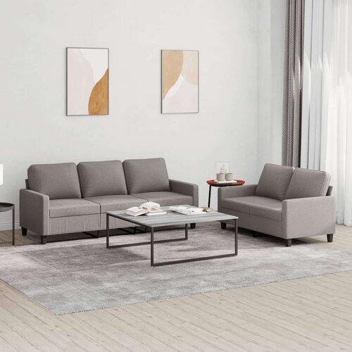  2-dijelni set sofa s jastucima smeđesivi od tkanine Cijene