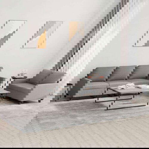 2-dijelni set sofa s jastucima smeđesivi od tkanine Slike