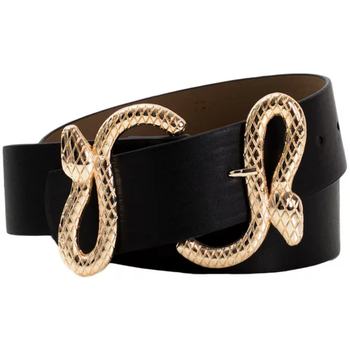 Fashion Hunters Black belt with large buckle OH BELLA