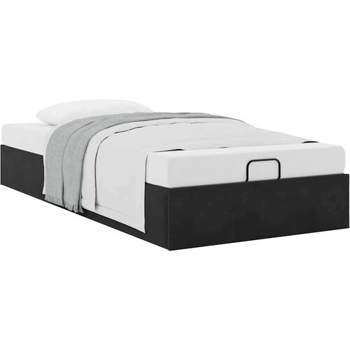 VidaXL Otomanski okvir kreveta bez madraca crni 90x190 cm bar&amp;scaron;unasti Slike