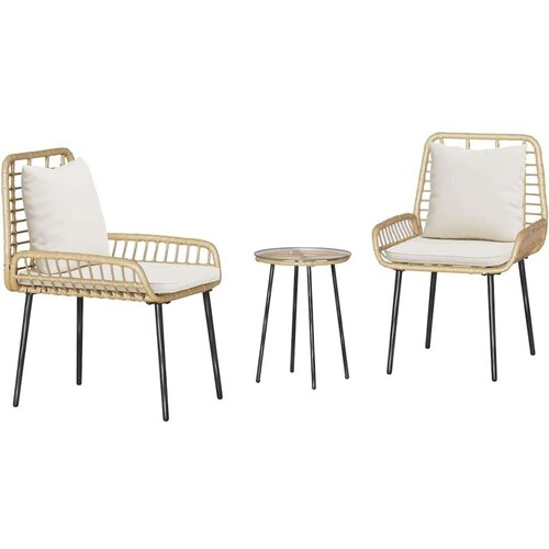 VidaXL Vrtni set za objed 3 pcs Smeđa, Crna, Krema 35 x 35 x 45 cm Slike