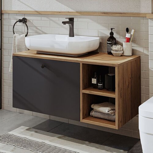 Hanah home kupatilski ormarić sa lavaboom 2515, 95 cm, atlantski bor / antracit Cene