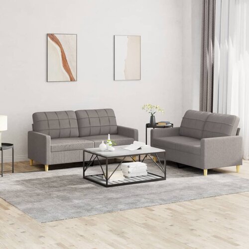  2-dijelni set sofa s jastucima smeđesivi od tkanine Cijene