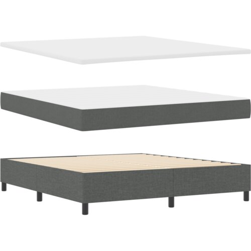 Box Spring Krevet s Madracem u Tamno Sivoj 180x200 cm Tkanina Slike
