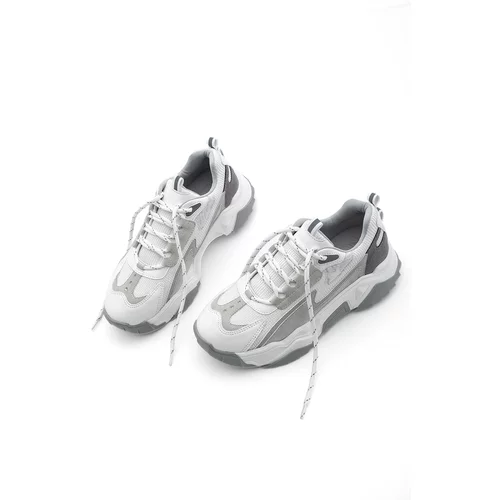 Marjin Women's High-Sole Sneakers Lace-Up Leopard Detail Sneakers Desya white.