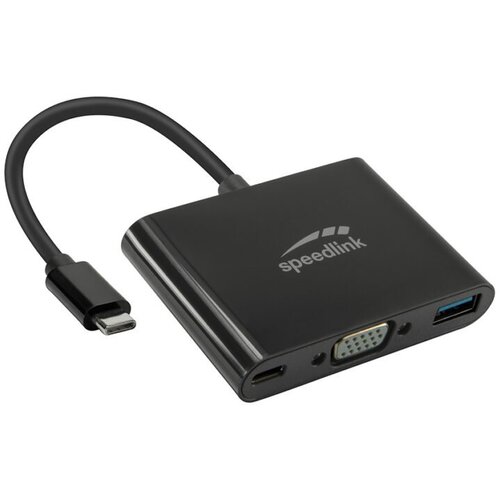  USB adapter kabl Type-C 3u1, SPEEDLINK 3in1 USB-C to VGA, USB, USB-C Adapter, HQ, SL-180027-BK Cene