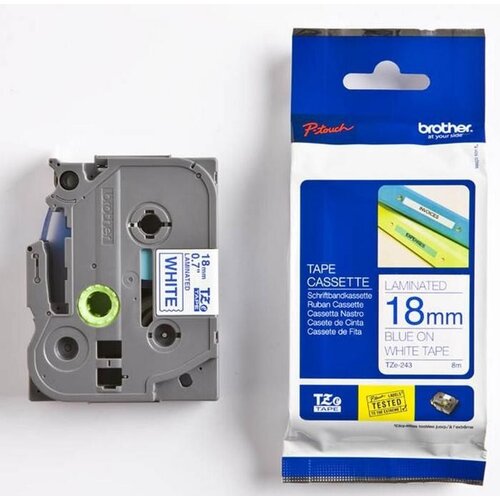  Trak p-touch tze-243 bel/moder 18mm BROTHER Slike