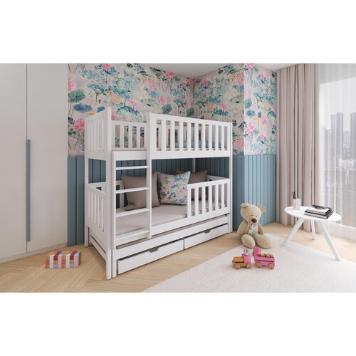 Drveni dečiji krevet na sprat lea sa tri kreveta i fiokom - beli - 190/200*90 cm Cene