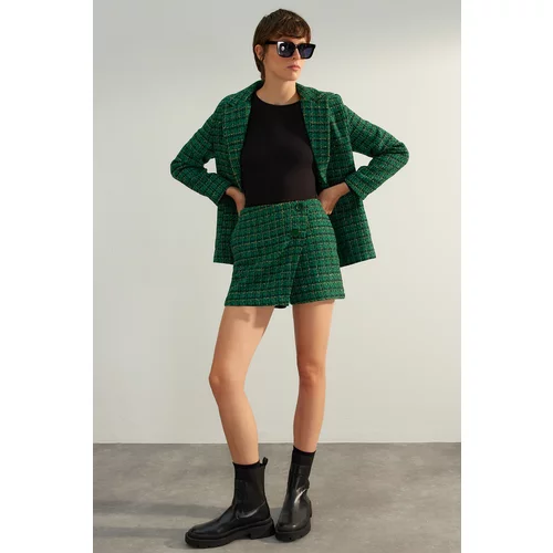 Trendyol Green Premium Woven Short Skirt with Lurex Fabric
