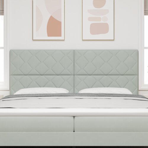  LED Uzglavlje Dijamant Blok Dizajn Svjetlosiva 200 cm Velvet Slike
