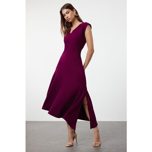 Trendyol Plum A-Line Skirt Asymmetrical Midi Woven Dress Slike